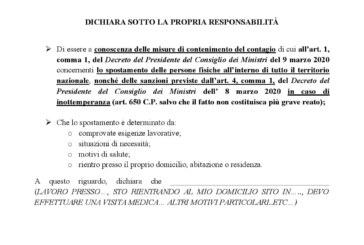 Modulo Di Autocertificazione Per L’Italia