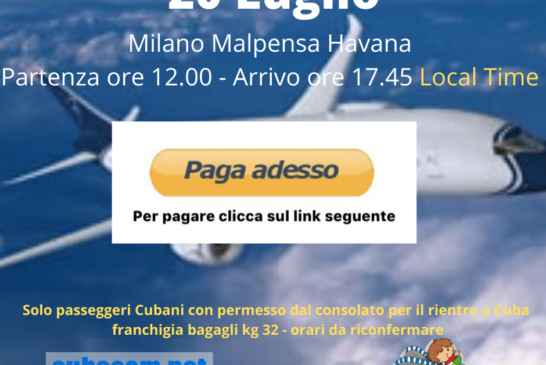 Milano Malpensa Havana clicca paga adesso