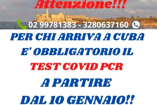 Il test covid dopo il 10 gennaio per Cuba