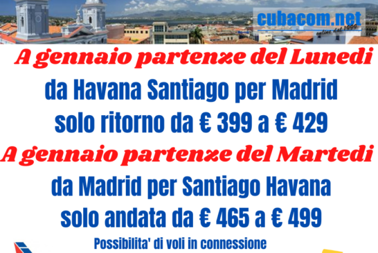 Voli Santiago De Cuba Havana da Madrid