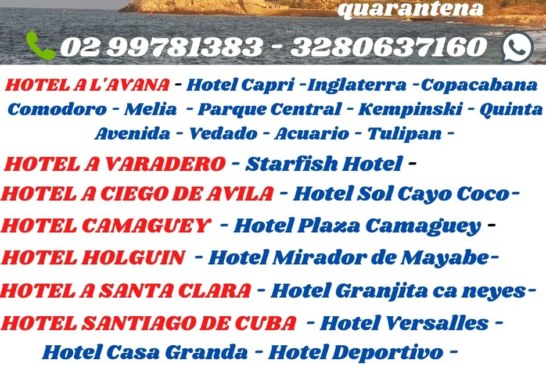 Lista hotel quarantena a Cuba