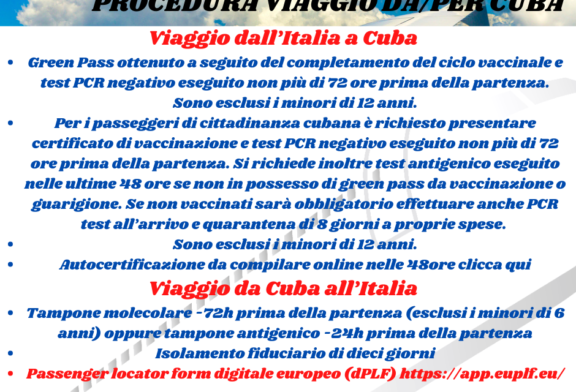 Procedura Viaggi per e da Cuba restrizioni covid