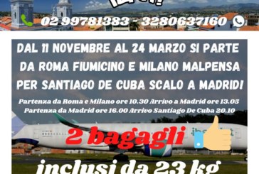 Dal 11 novembre da Roma e Milano Malpensa si vola a Santiago De Cuba