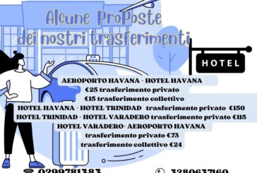 Alcune nostre proposte trasferimenti a Cuba super tariffe!