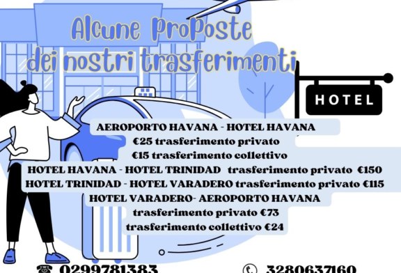 Alcune nostre proposte trasferimenti a Cuba super tariffe!