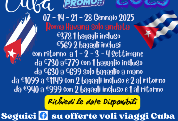 Prenota prima conviene gennaio 2025 Roma Havana diretto neos
